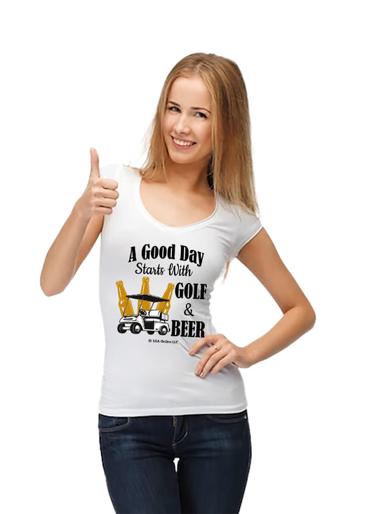 Golf and Beer  - Ladies Golf T-Shirt